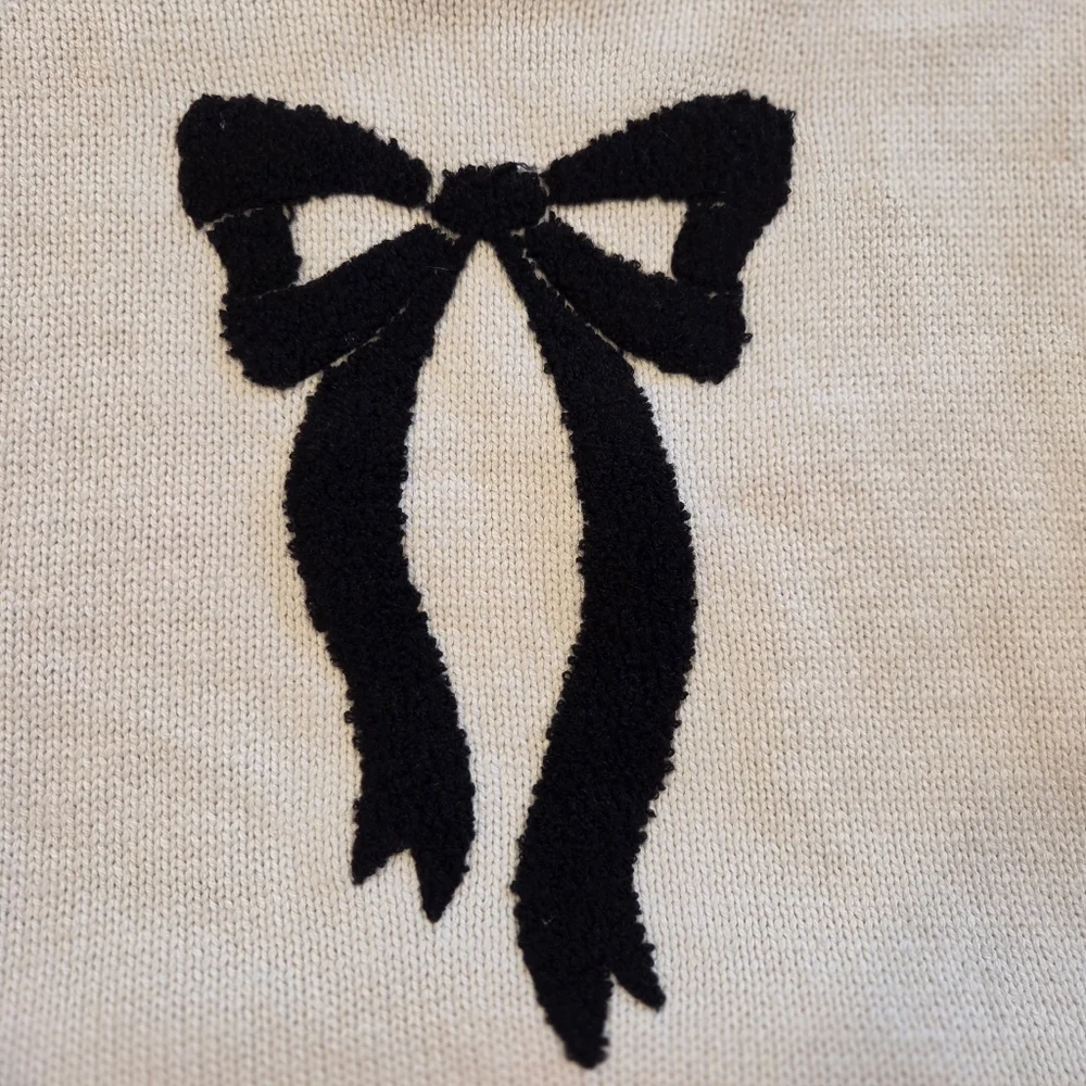 Sincerely Jules BOW Sweater Women's Long Sleeve Cream M - Picture 3 of 6